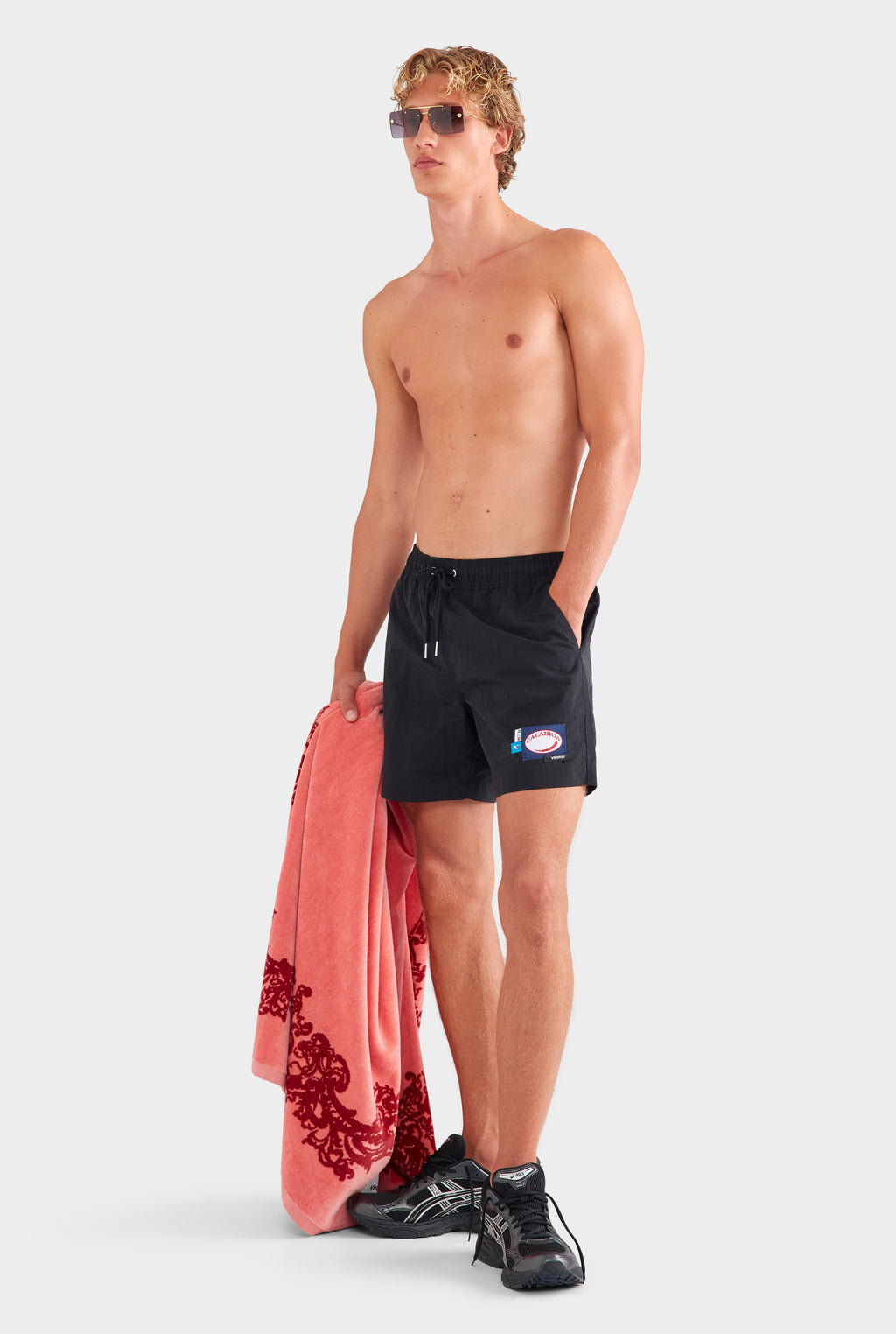 Nylon Swim Short - Black/Multi Patch