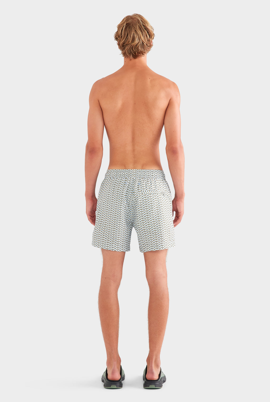 Printed Swim Short - Cream/Blue/Olive V Monogram