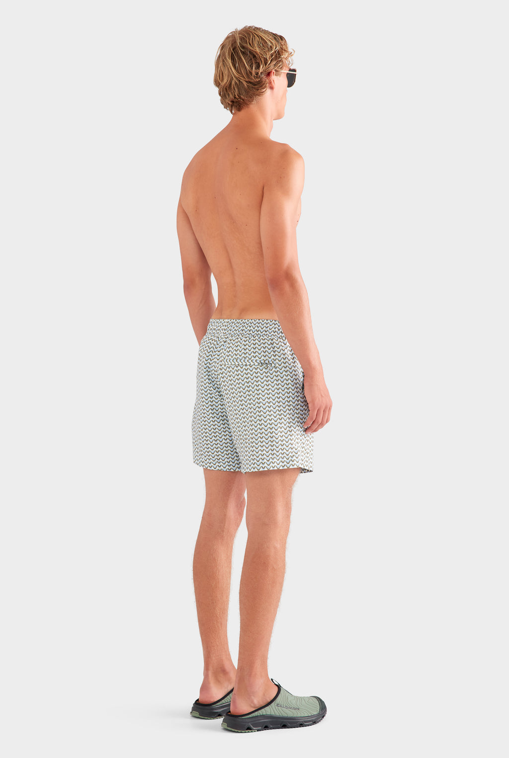 Printed Swim Short - Cream/Blue/Olive V Monogram
