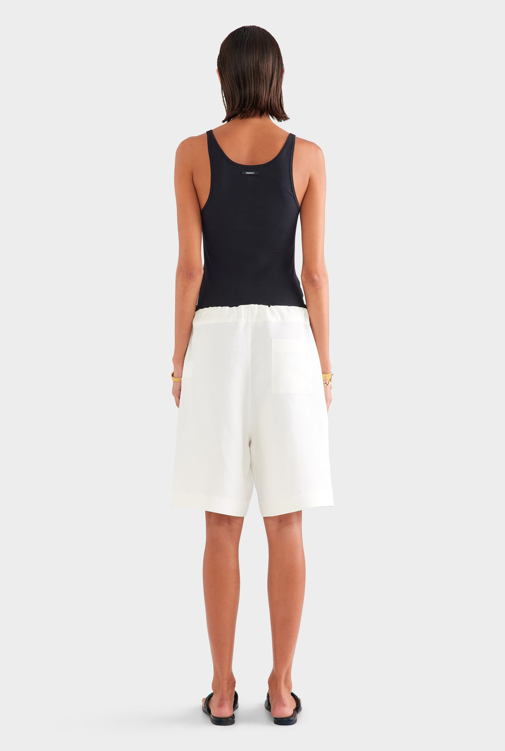 Silk Linen Drawstring Short - Cream