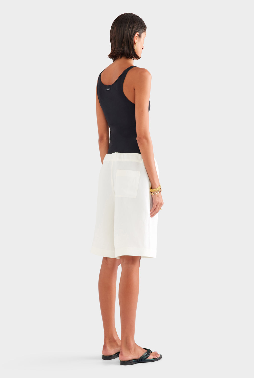 Silk Linen Drawstring Short - Cream