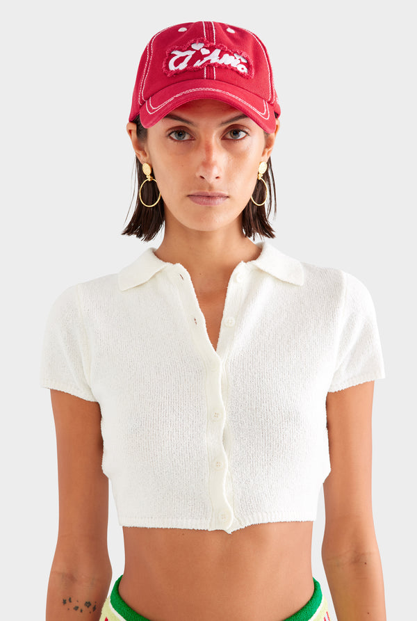 Terry Knit Cropped Shirt - Off White
