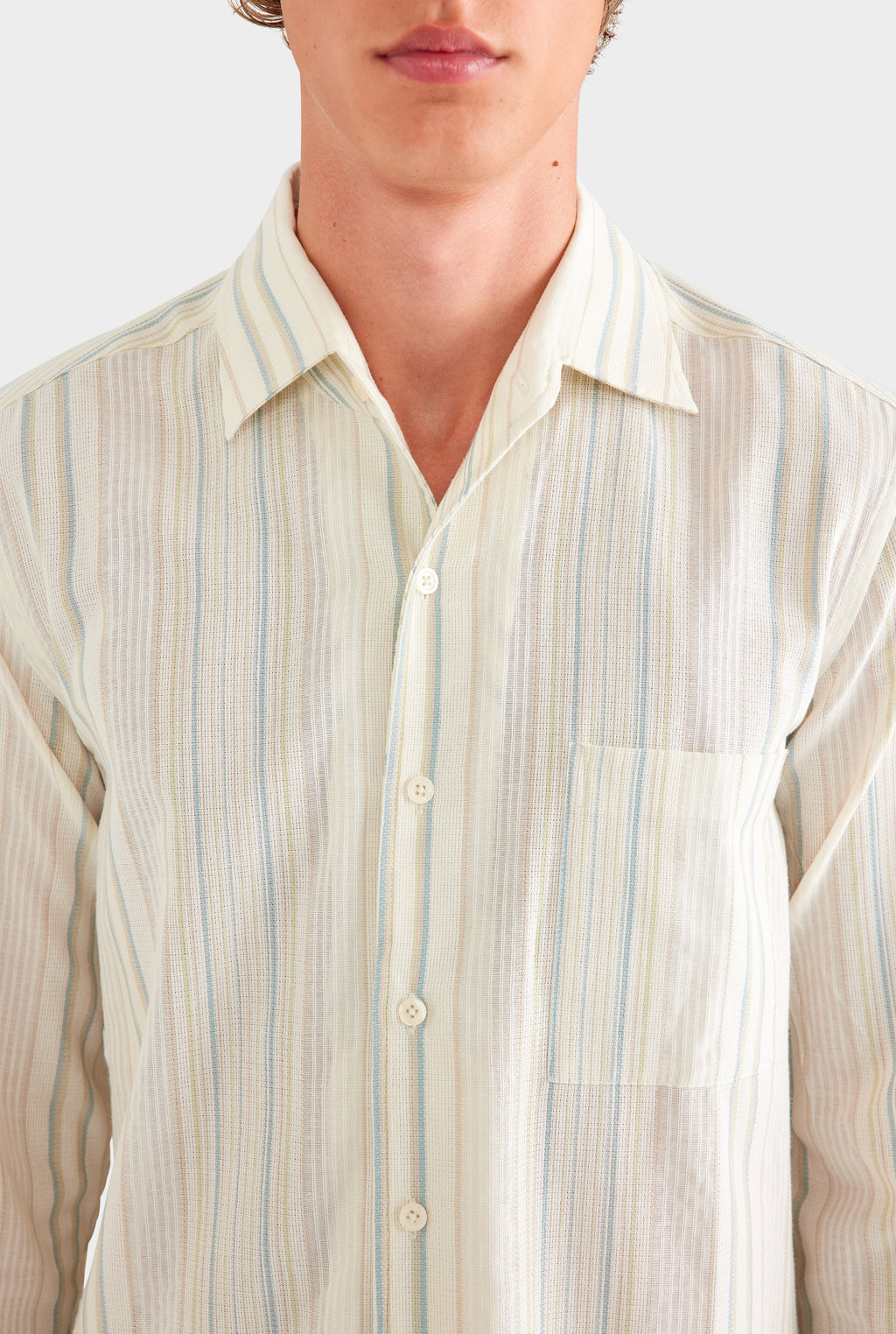 Relaxed Stripe Shirt - Off White/Blue/Taupe Stripe
