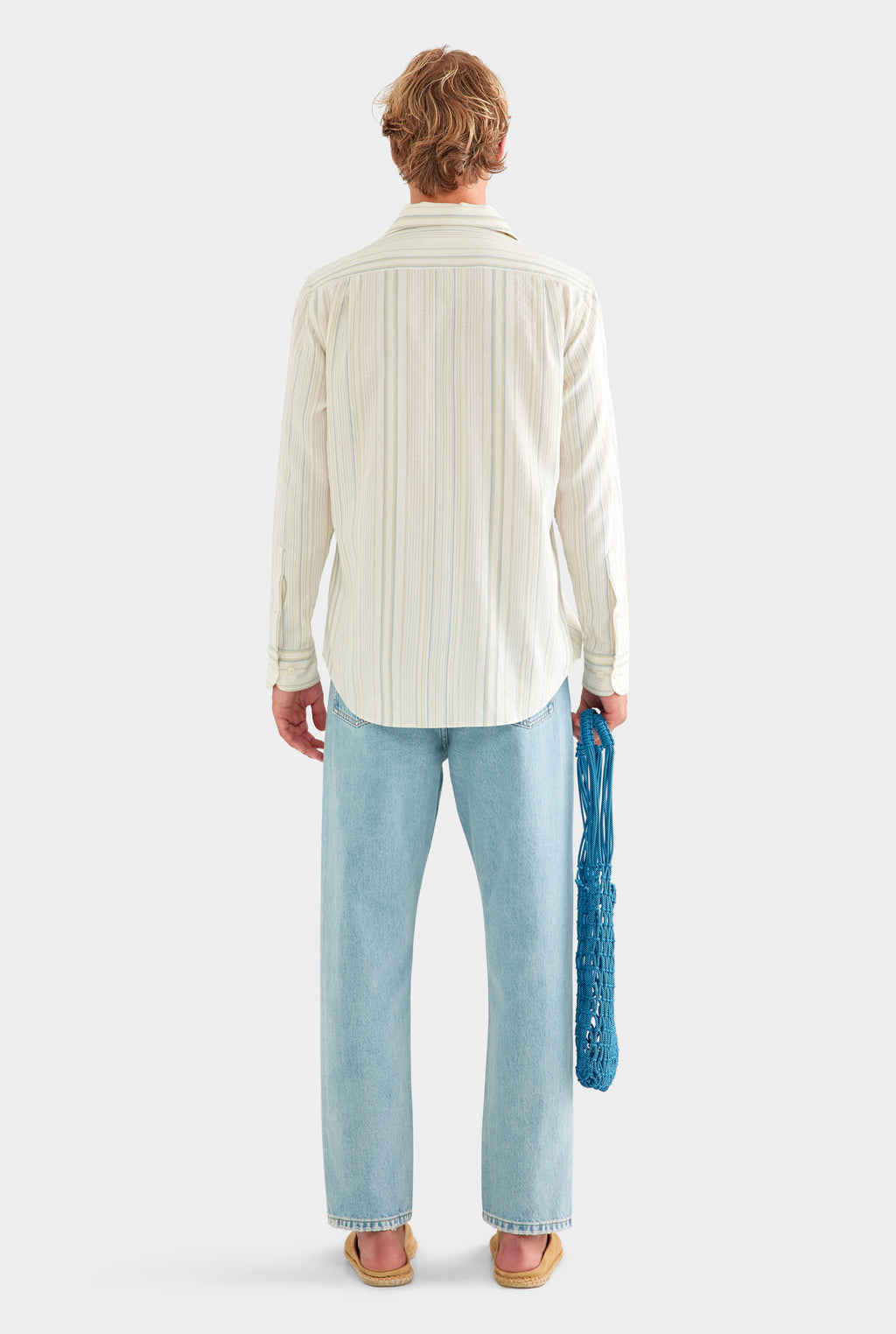 Relaxed Stripe Shirt - Off White/Blue/Taupe Stripe