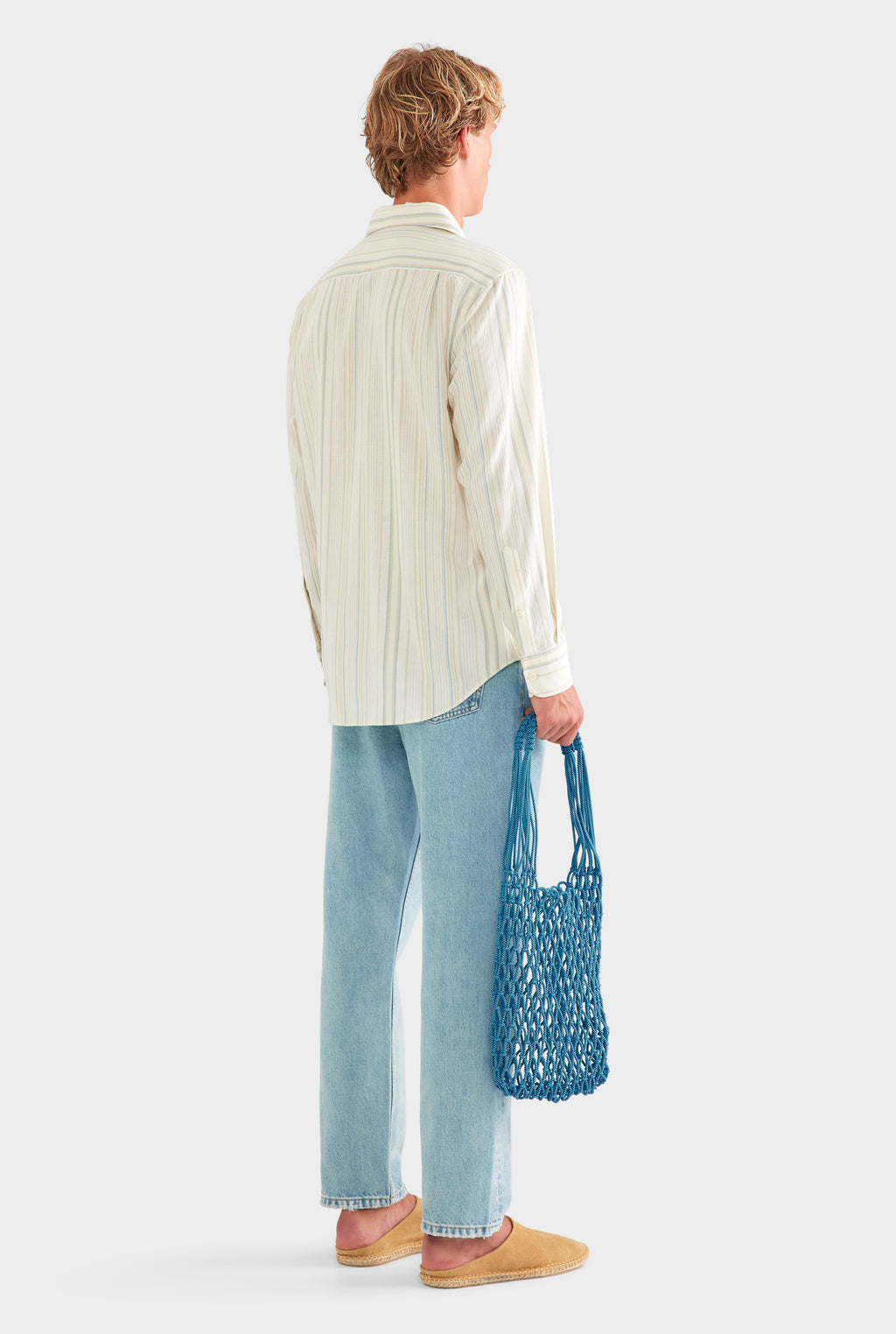 Relaxed Stripe Shirt - Off White/Blue/Taupe Stripe