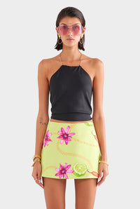 Silk Scarf Halter Top - Black