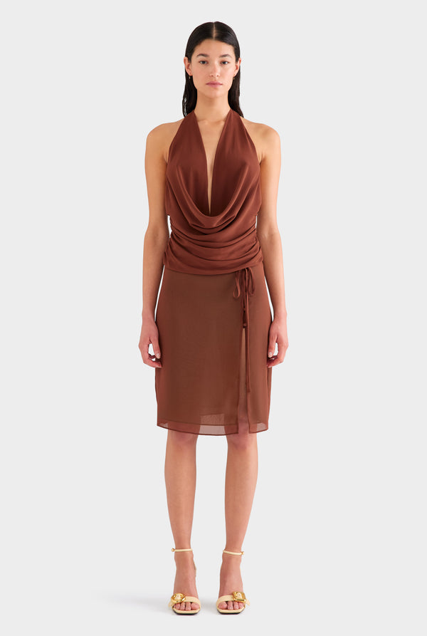 Layered Silk Skirt - Chocolate