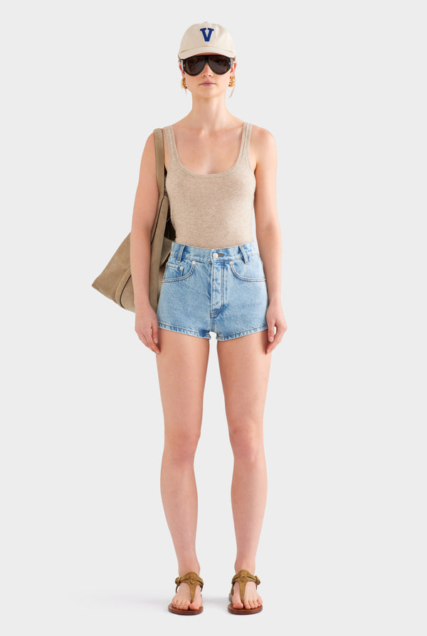 Cut Off Denim Short - Light Blue