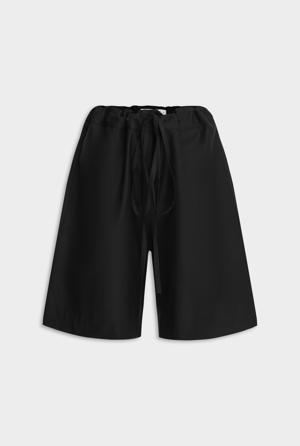 Drawstring Wool Bermuda Short - Black