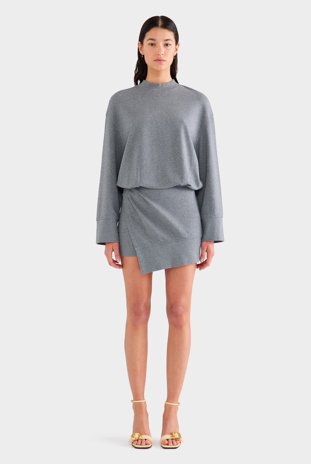 Fleece Sweater Dress - Dark Grey Marl