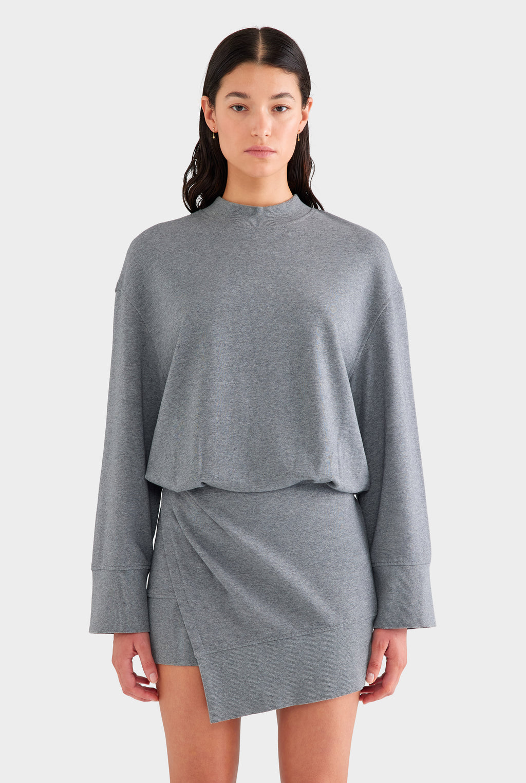 Fleece Sweater Dress - Dark Grey Marl