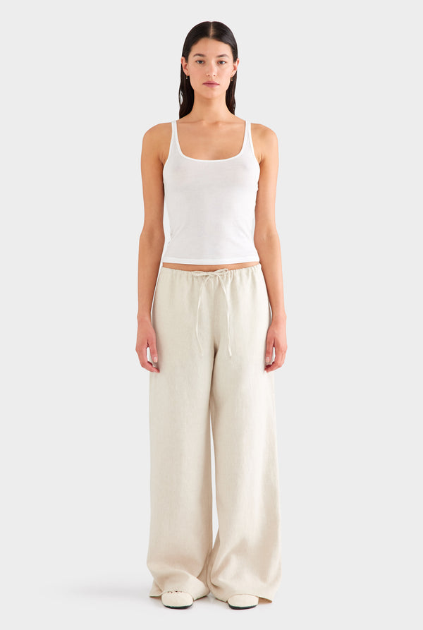 Heavy Weight Wide Leg Linen Pant - Sand