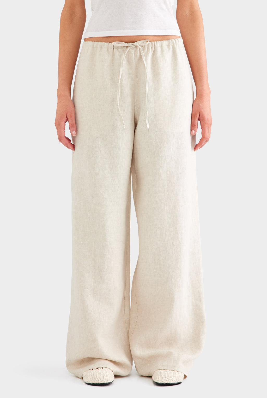 Heavy Weight Wide Leg Linen Pant - Sand