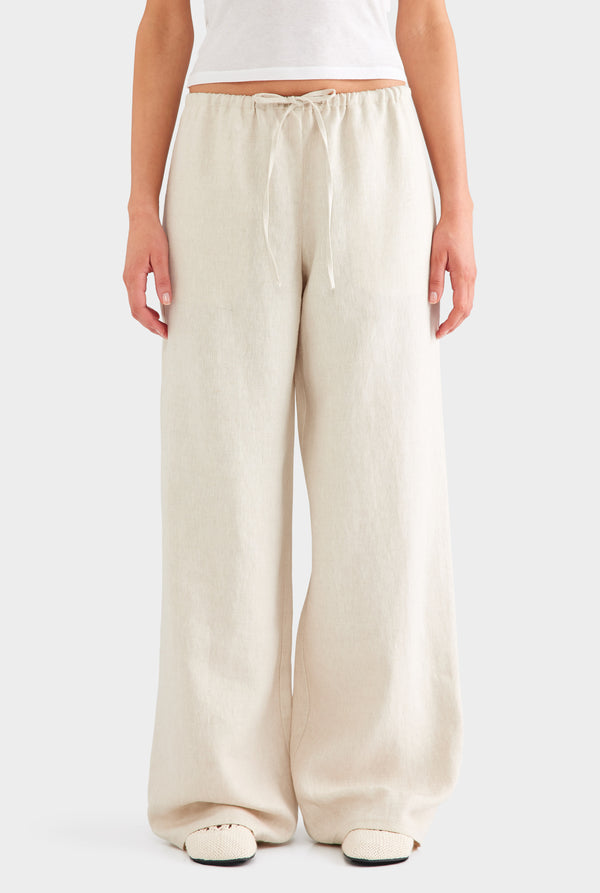 Heavy Weight Wide Leg Linen Pant - Sand