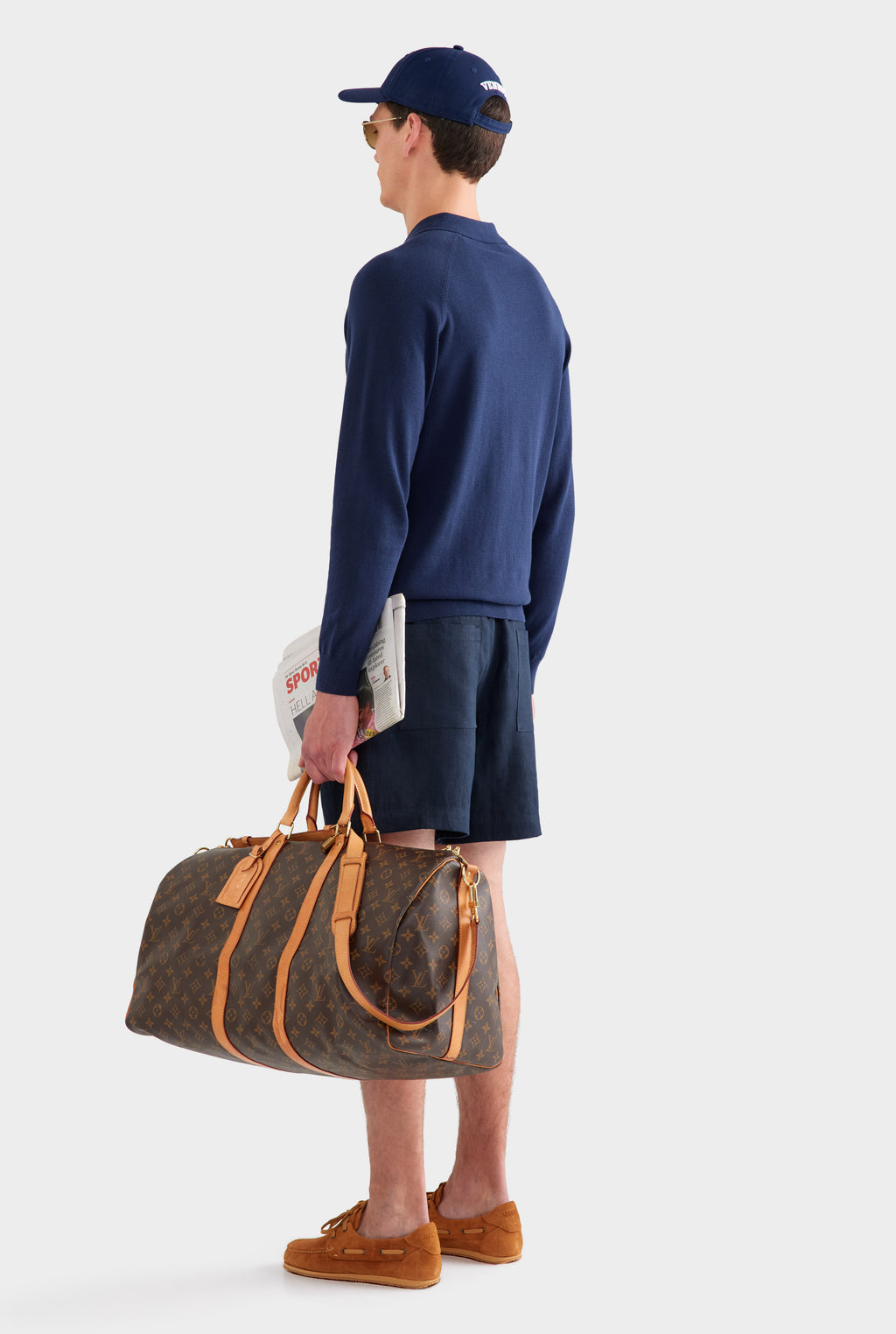 Long Sleeve Cotton Raglan Knit Polo - Navy