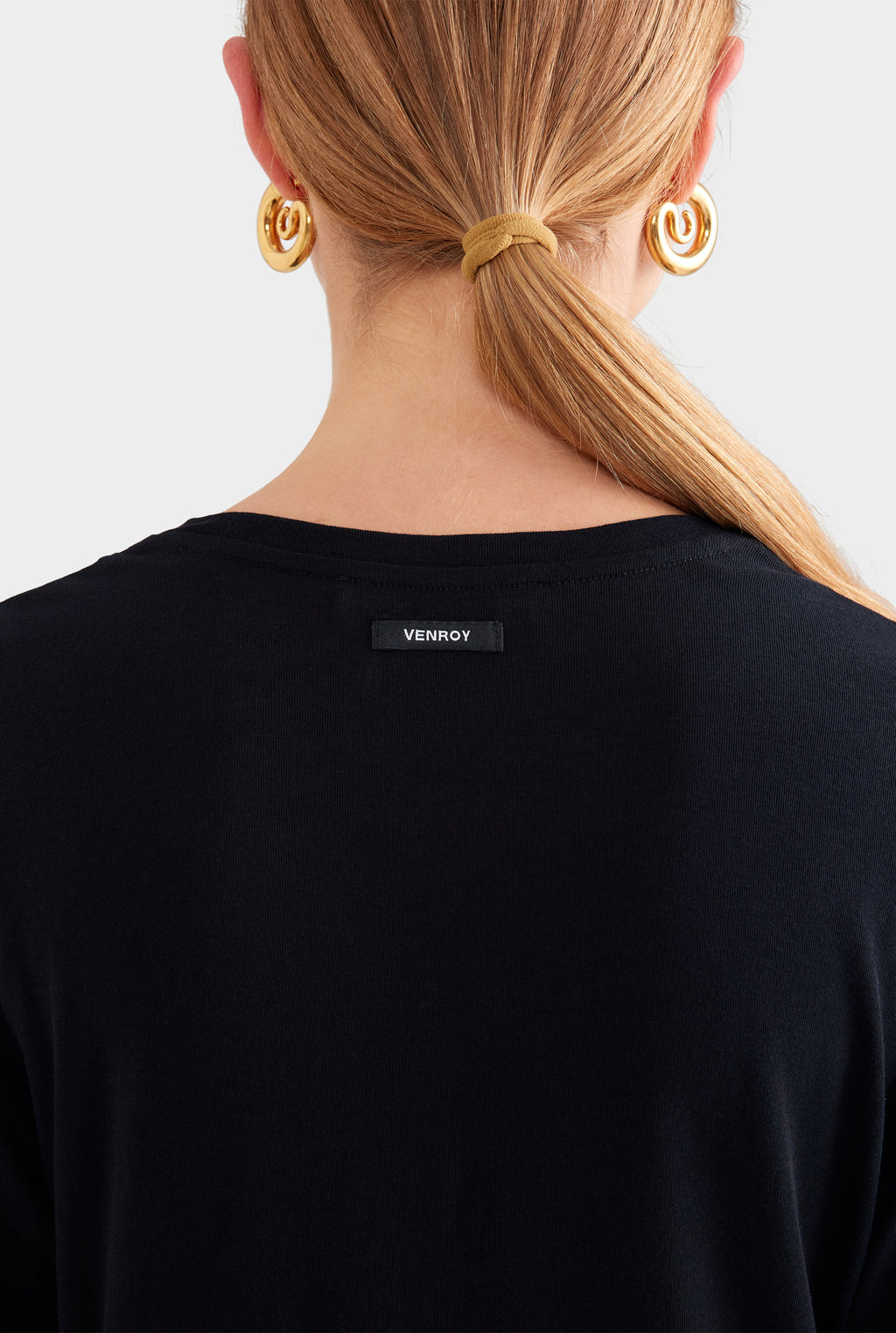 Long Sleeve Lightweight Cotton Tee - Black