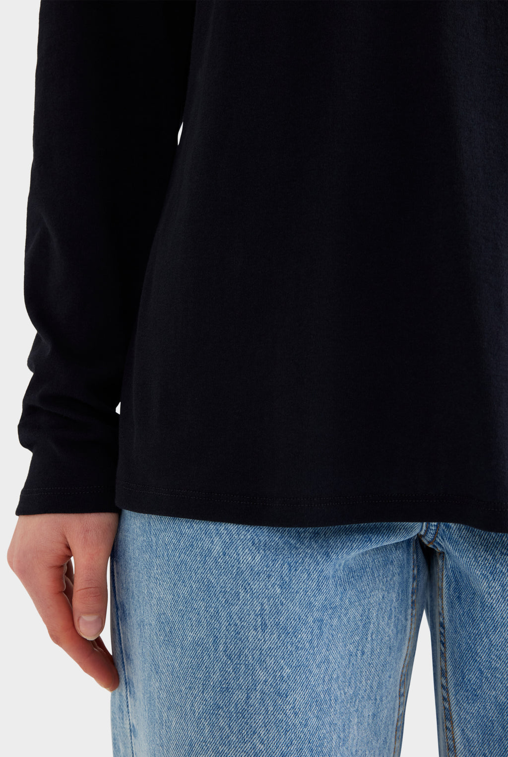 Long Sleeve Lightweight Cotton Tee - Black