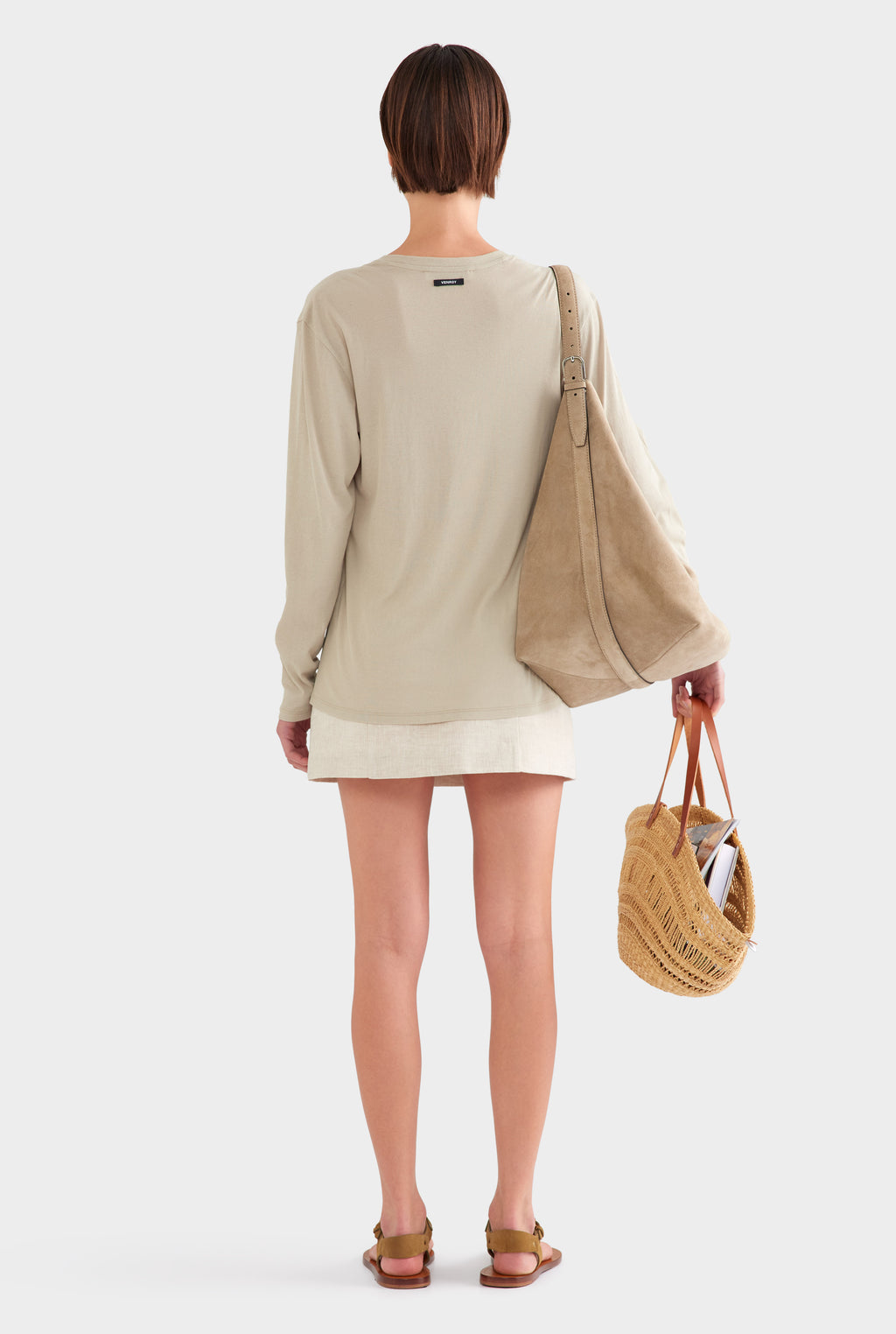 Long Sleeve Lightweight Cotton Tee - Stone