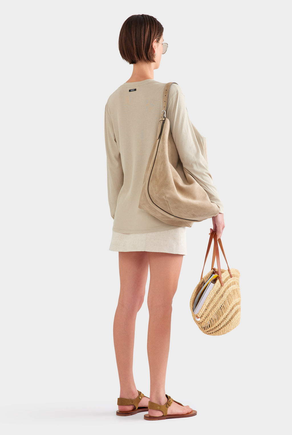 Long Sleeve Lightweight Cotton Tee - Stone