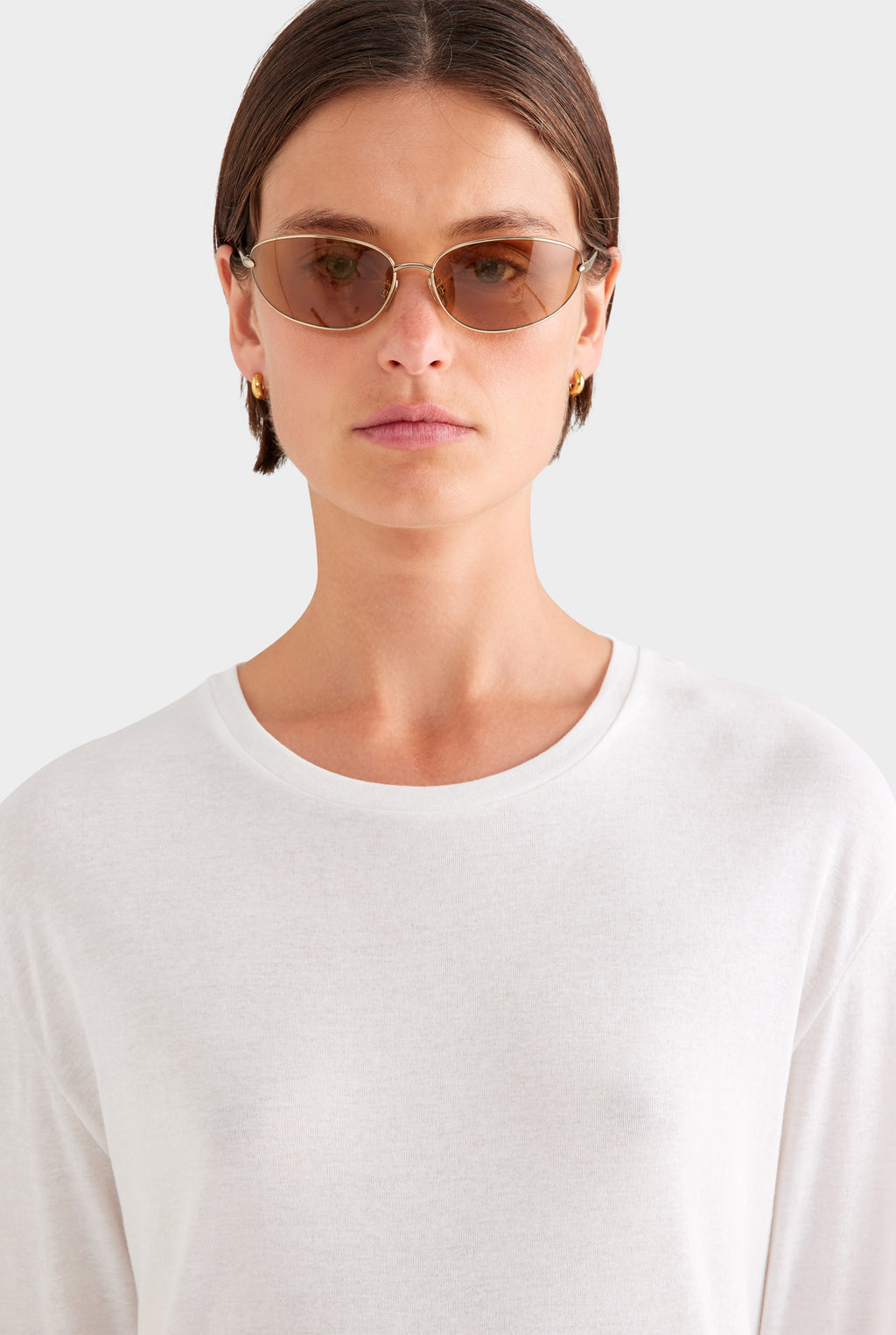 Long Sleeve Lightweight Cotton Tee - White