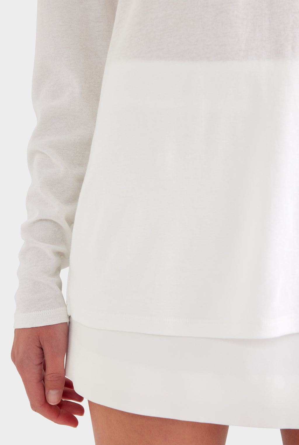 Long Sleeve Lightweight Cotton Tee - White