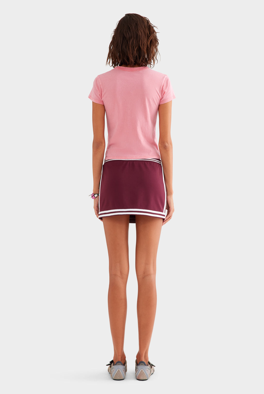 Track Jersey Mini Skirt - Burgundy/Off White