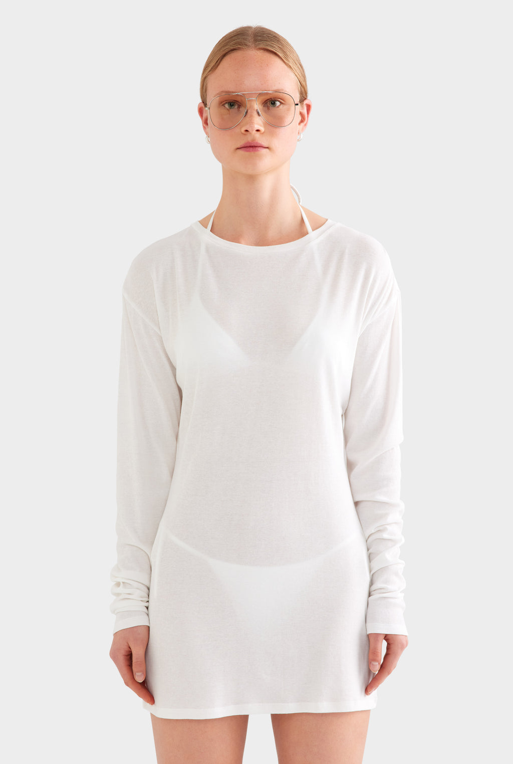 Lightweight Cotton Mini Dress - White