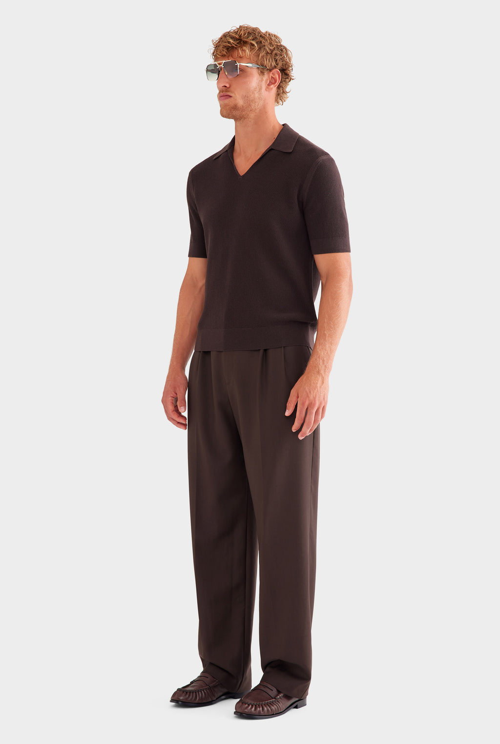 Lightweight Knit Polo - Dark Chocolate