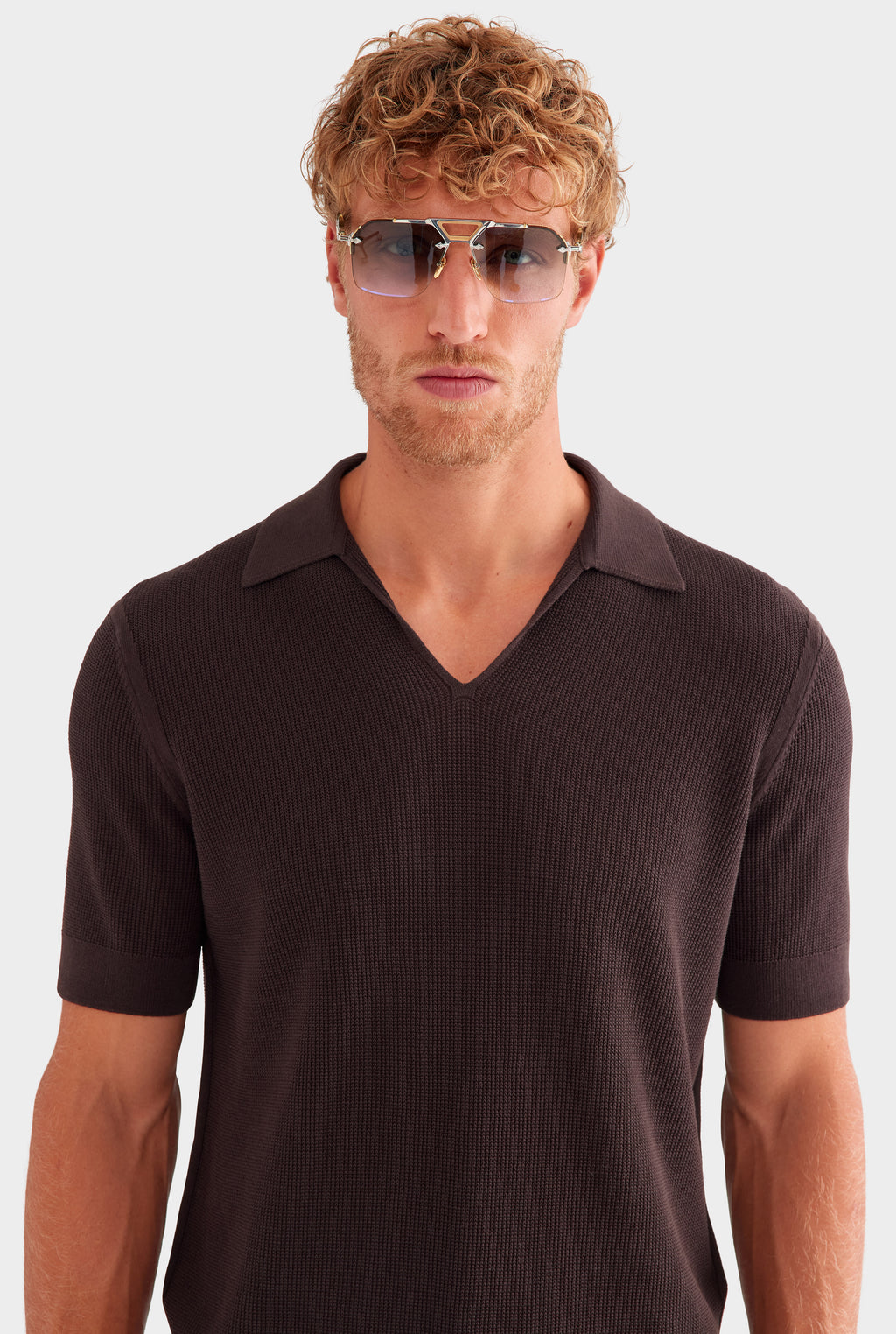 Lightweight Knit Polo - Dark Chocolate