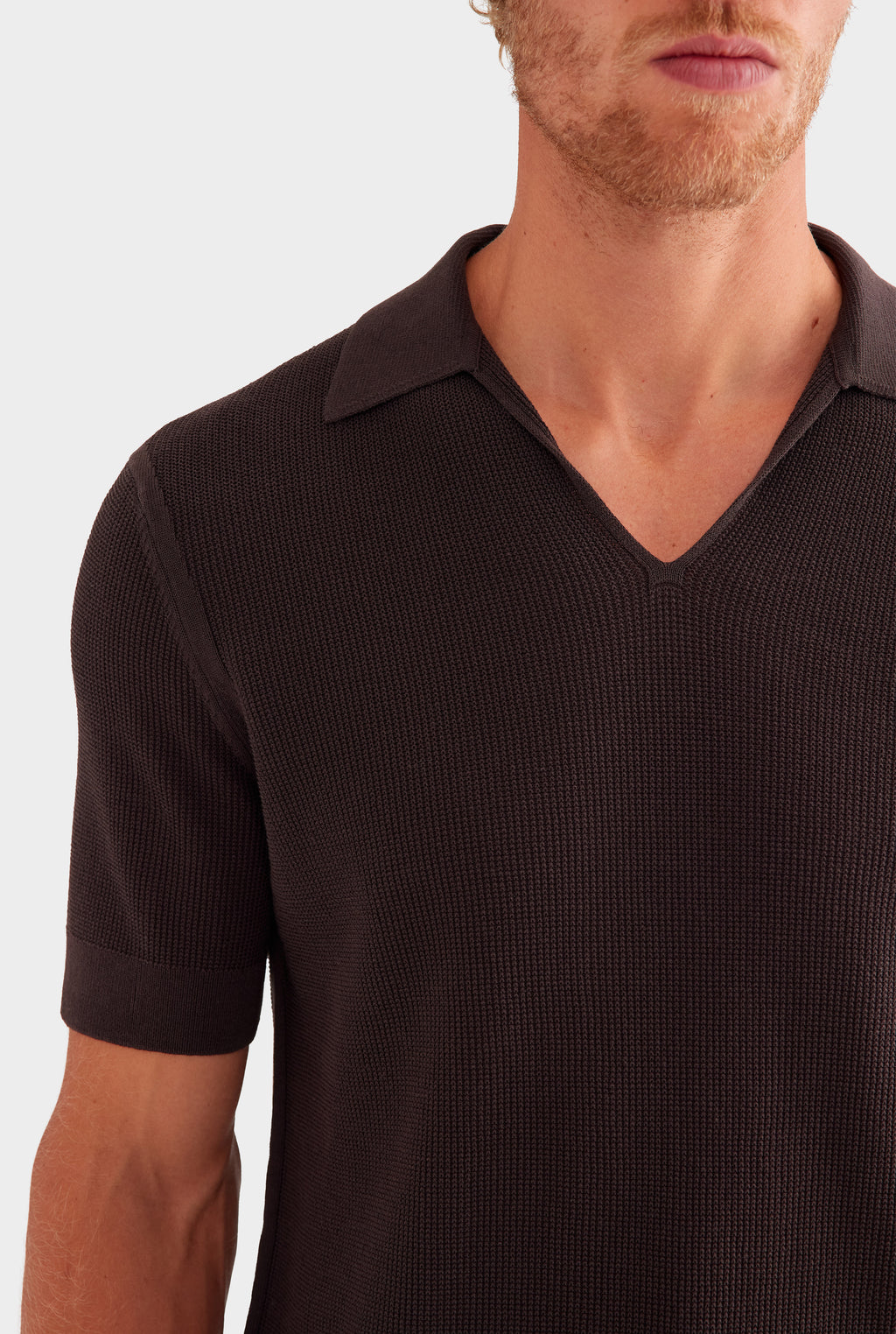 Lightweight Knit Polo - Dark Chocolate