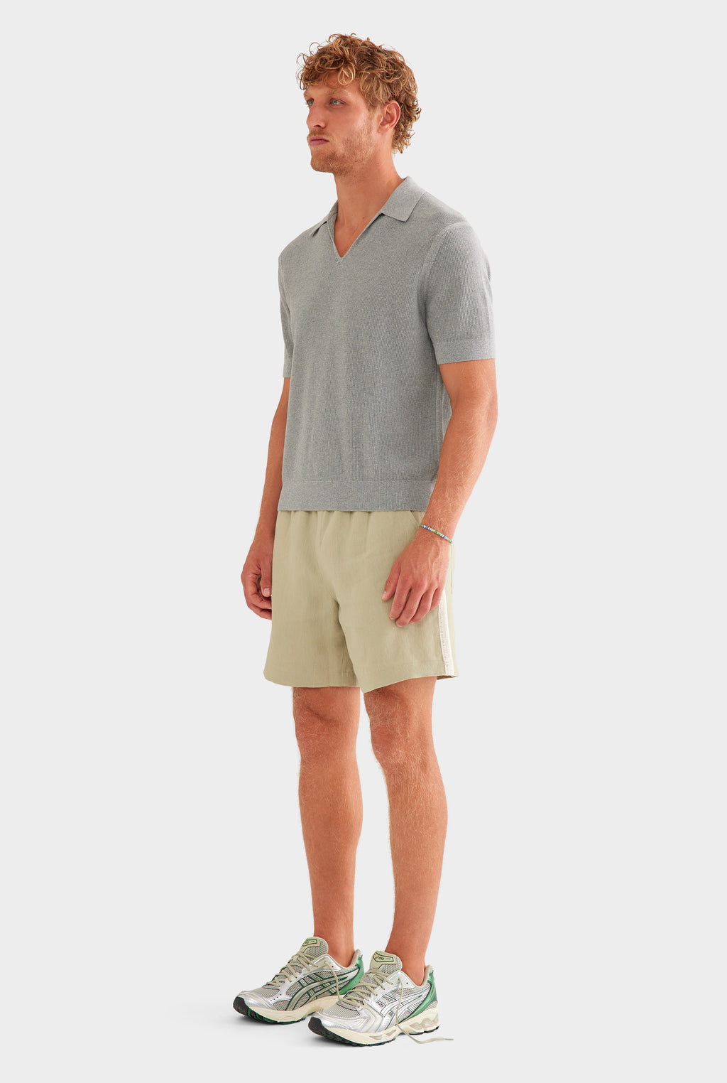 Lightweight Knit Polo - Light Grey Marl