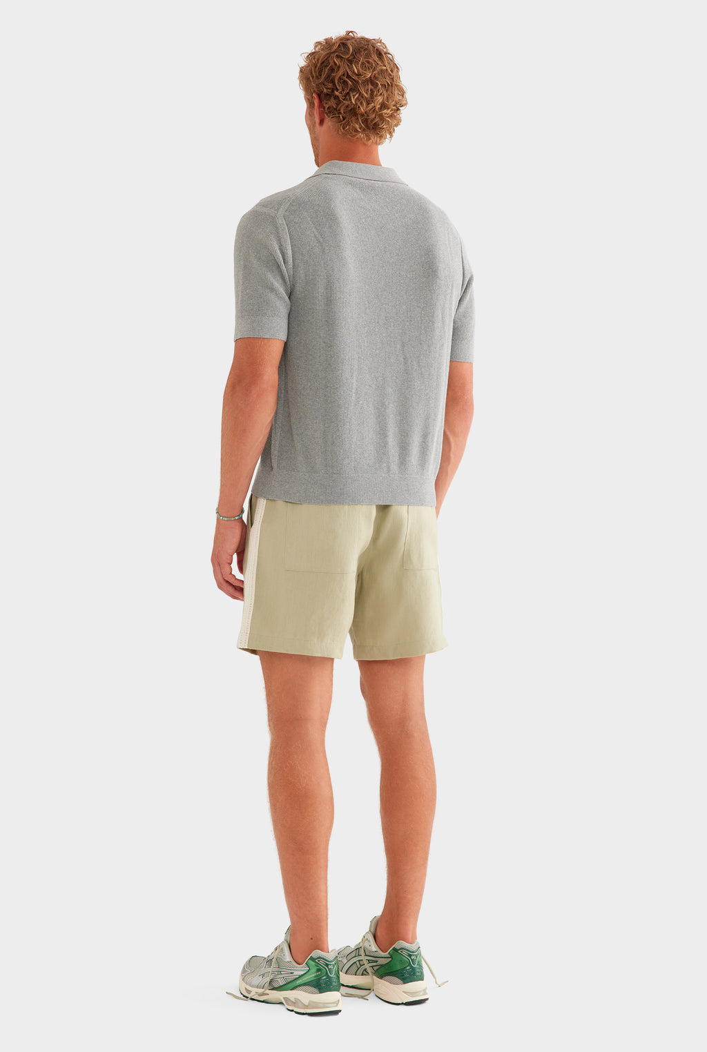 Lightweight Knit Polo - Light Grey Marl