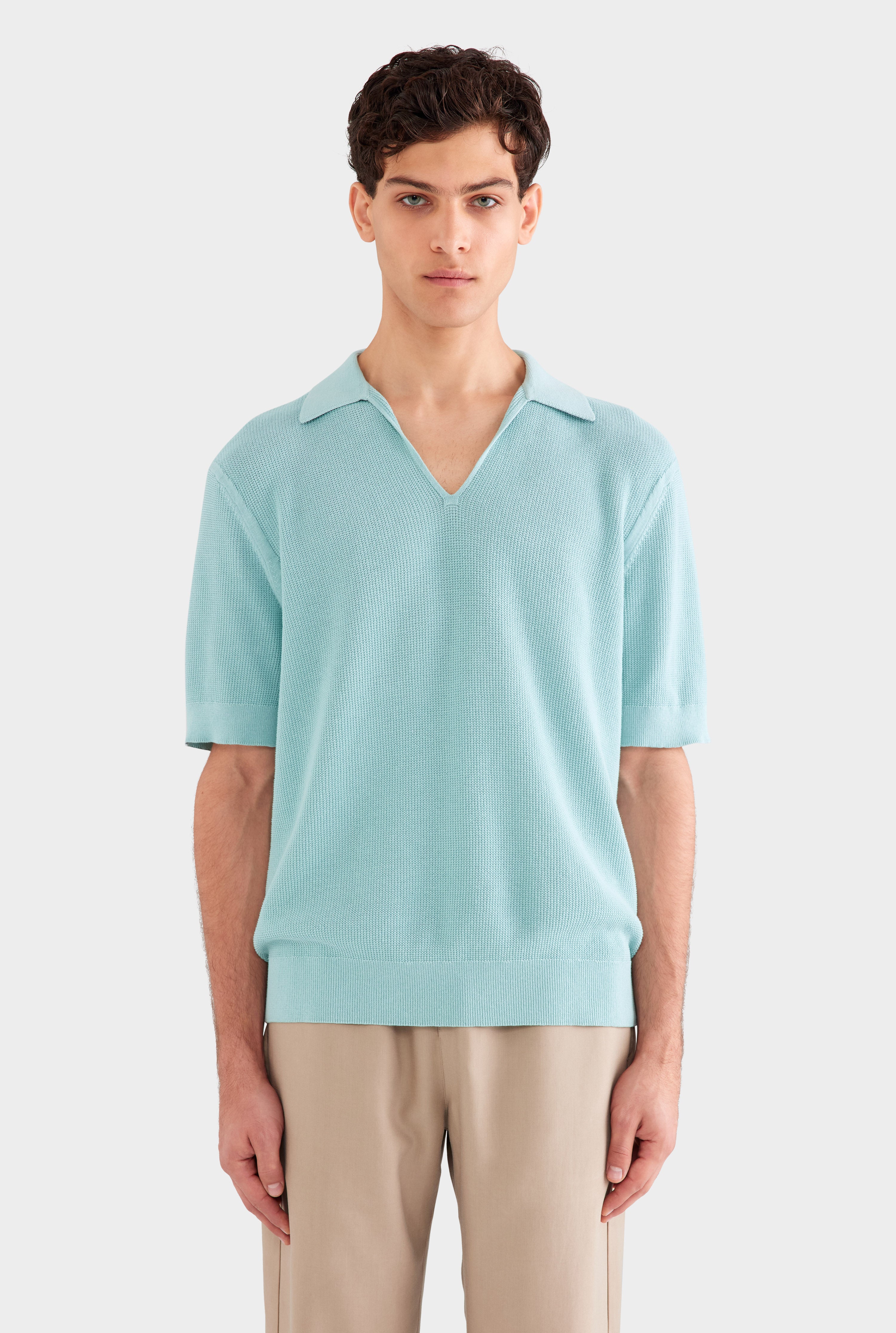 Lightweight Knit Polo - Arctic Blue