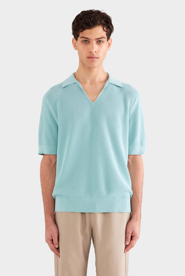 Lightweight Knit Polo - Arctic Blue