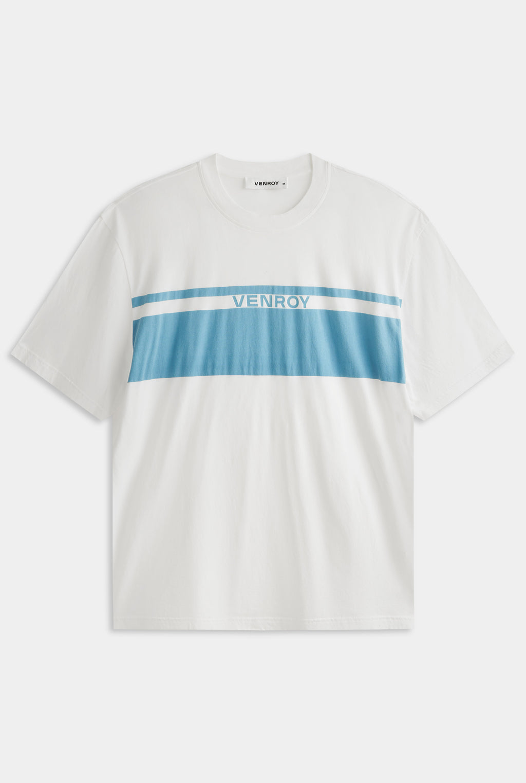 Lightweight Standard Cotton T Shirt - Off White/Ocean Blue