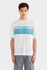 Lightweight Standard Cotton T Shirt - Off White/Ocean Blue