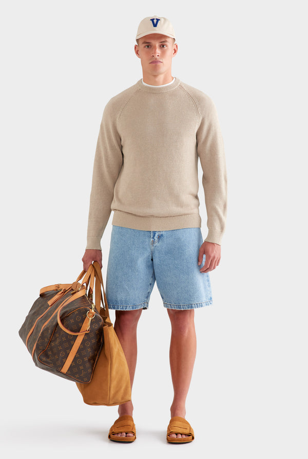 Linen Raglan Sweater - Taupe
