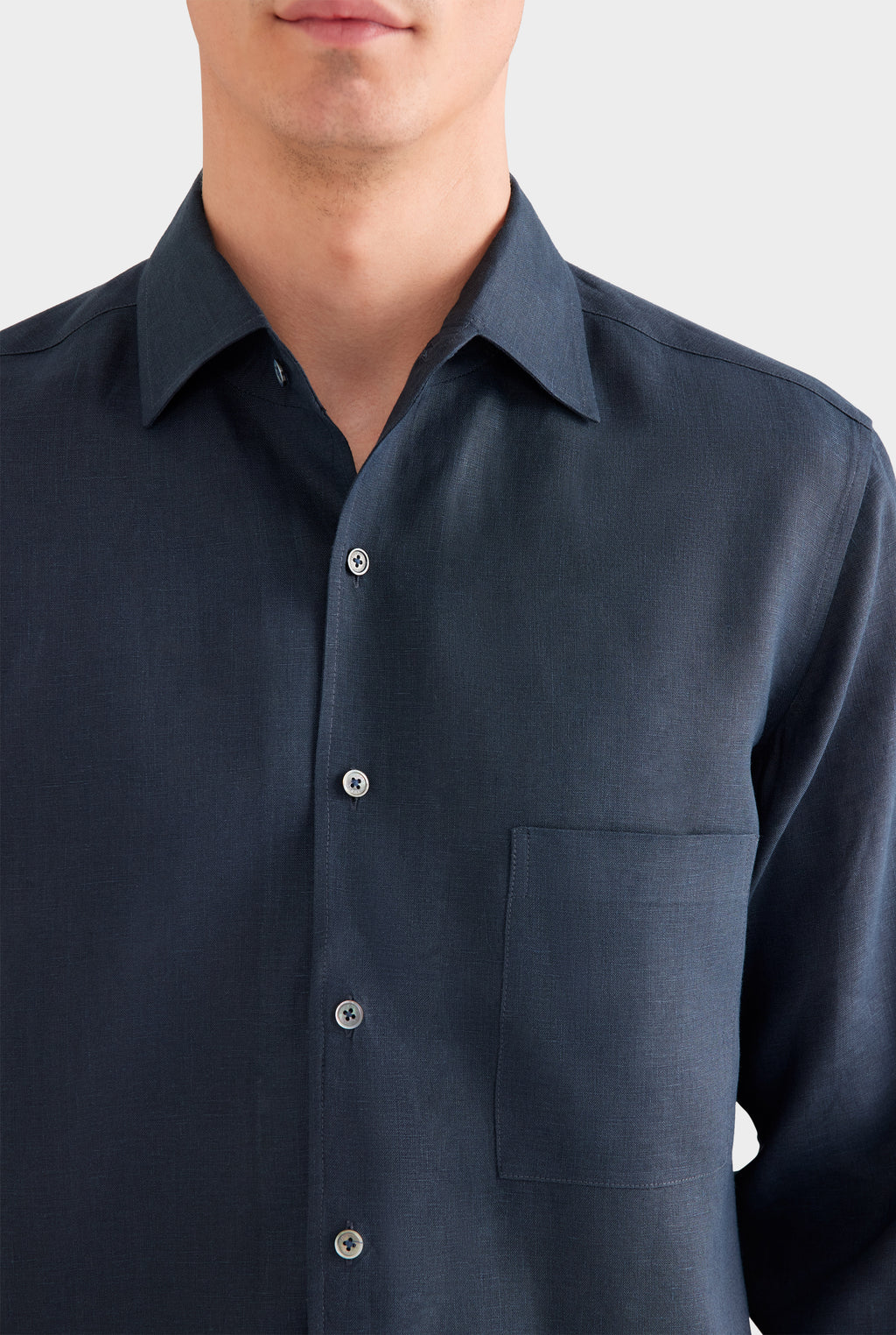 Relaxed Linen Shirt - Navy