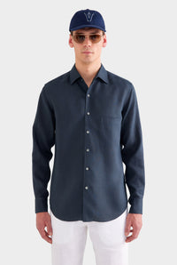 Relaxed Linen Shirt - Navy