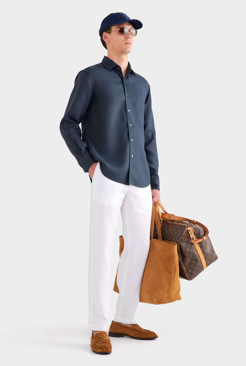 Relaxed Linen Shirt - Navy