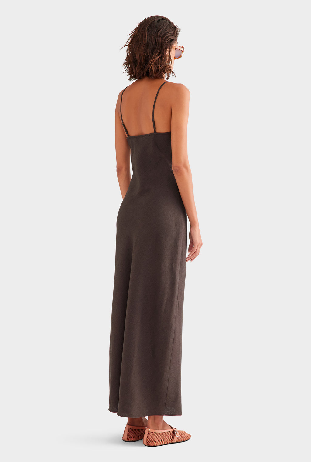 Linen Slip Dress - Dark Chocolate