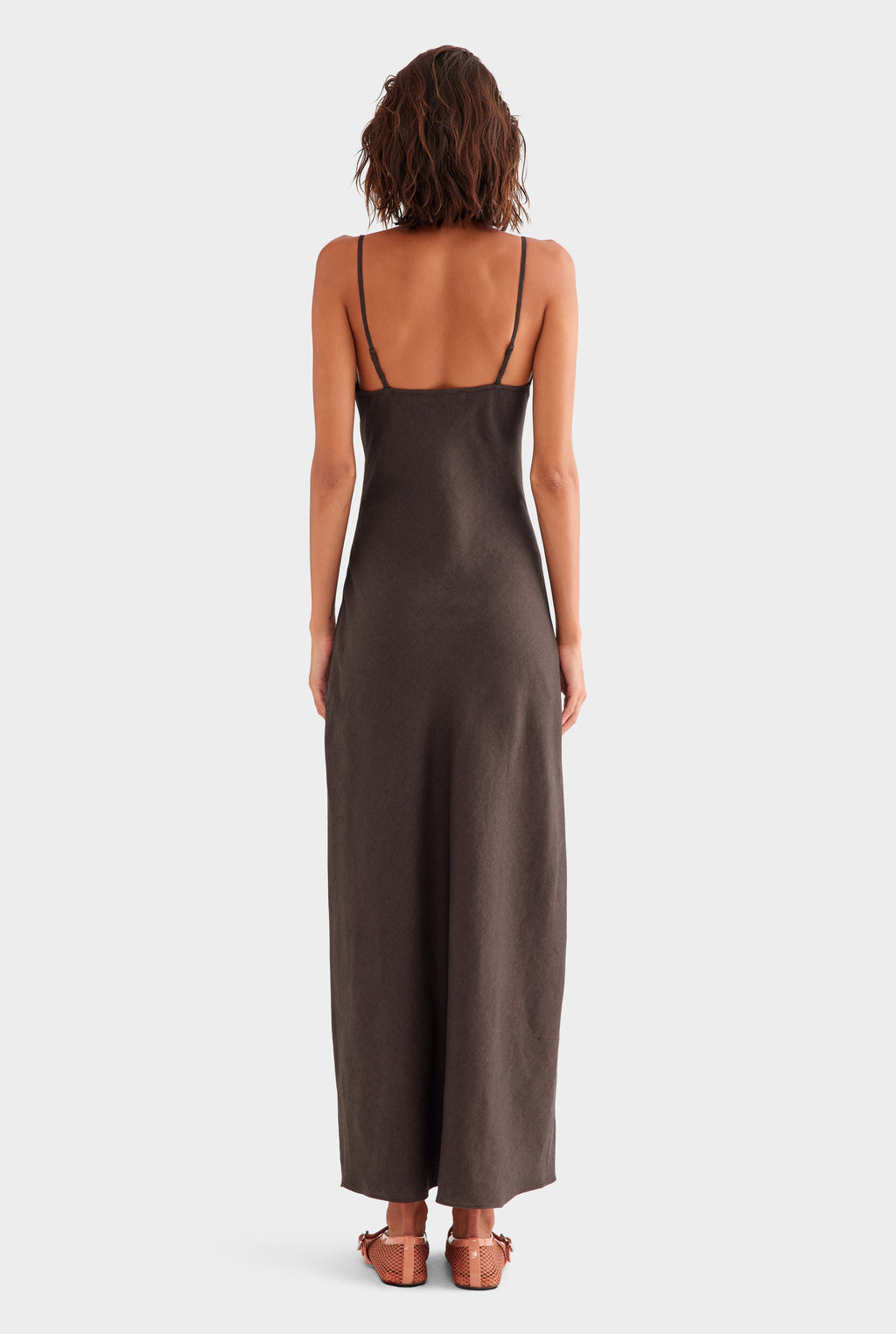 Linen Slip Dress - Dark Chocolate