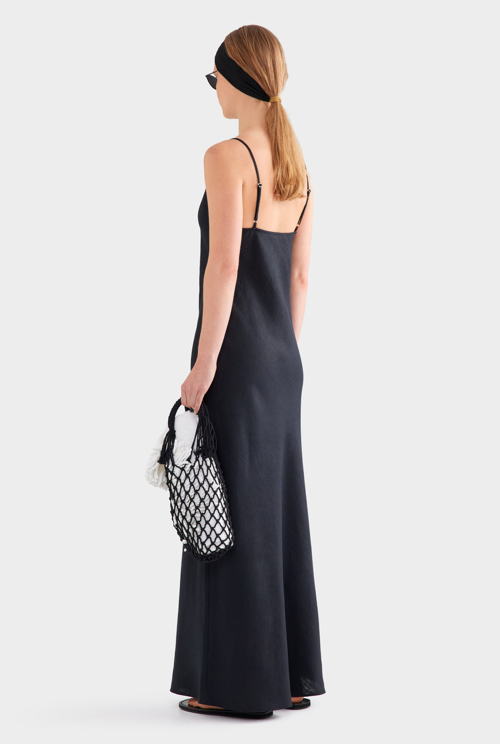 Linen Slip Dress - Black VENROY Linen Slip Dress - Black VENROY