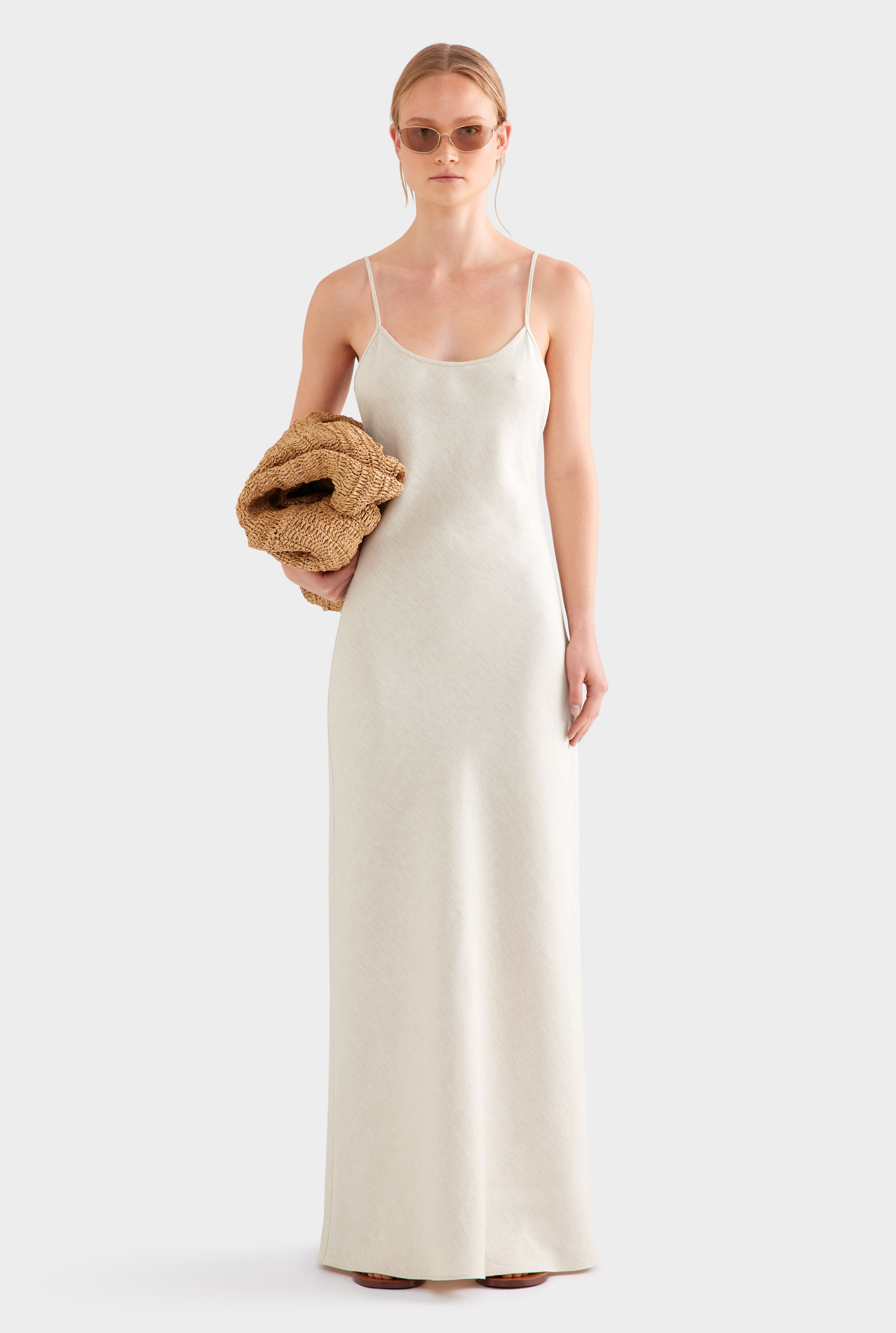 Linen Slip Dress - Sand