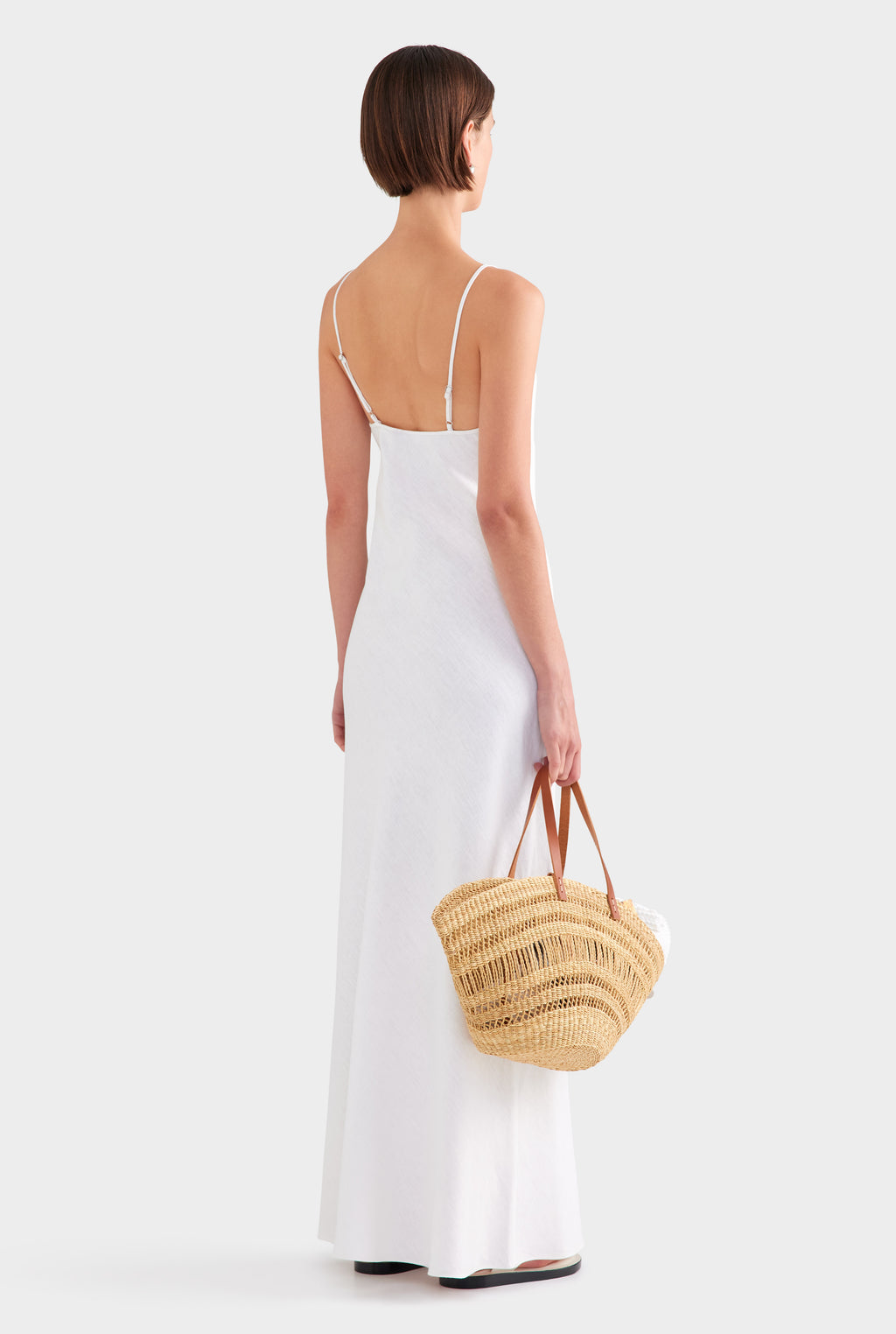 Linen Slip Dress - White