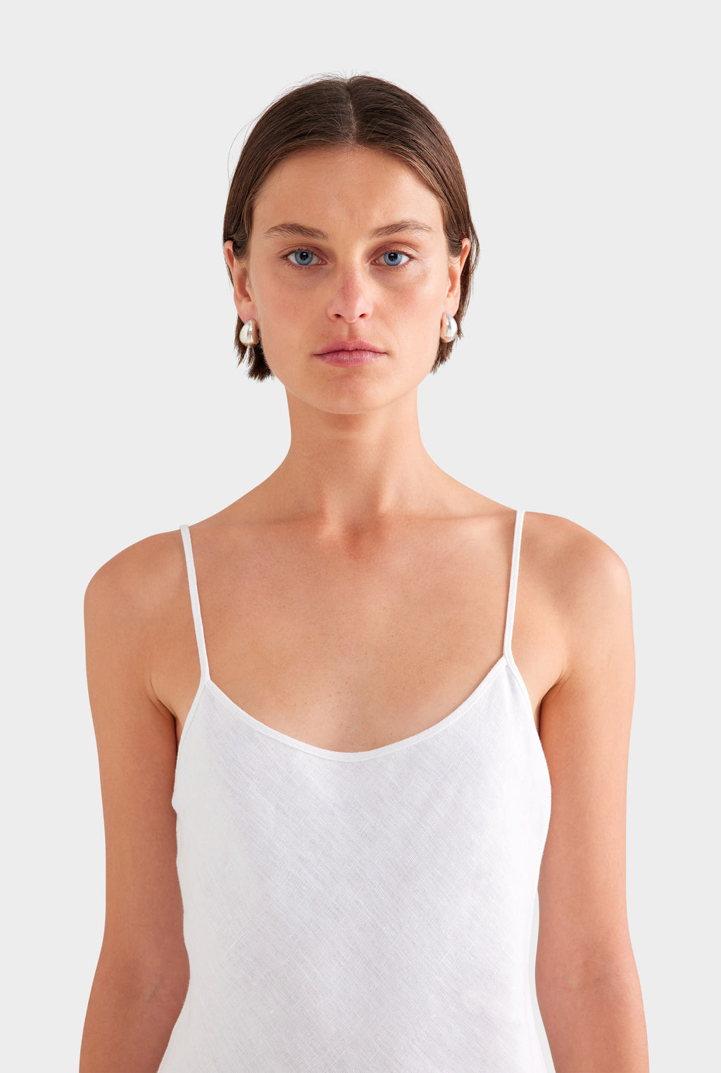 Linen Slip Dress - White