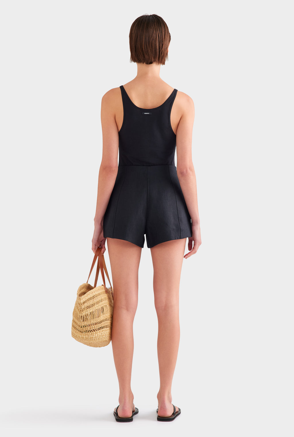 Tailored Linen Short - Black