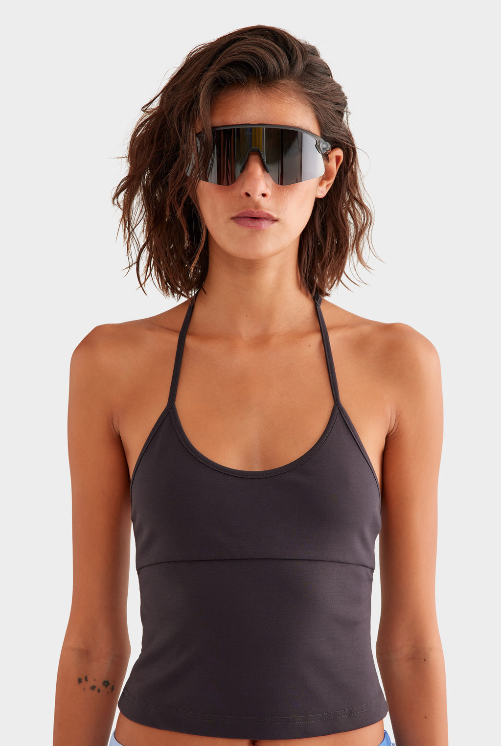 Low Cut Stretch Cotton Tank - Dark Chocolate