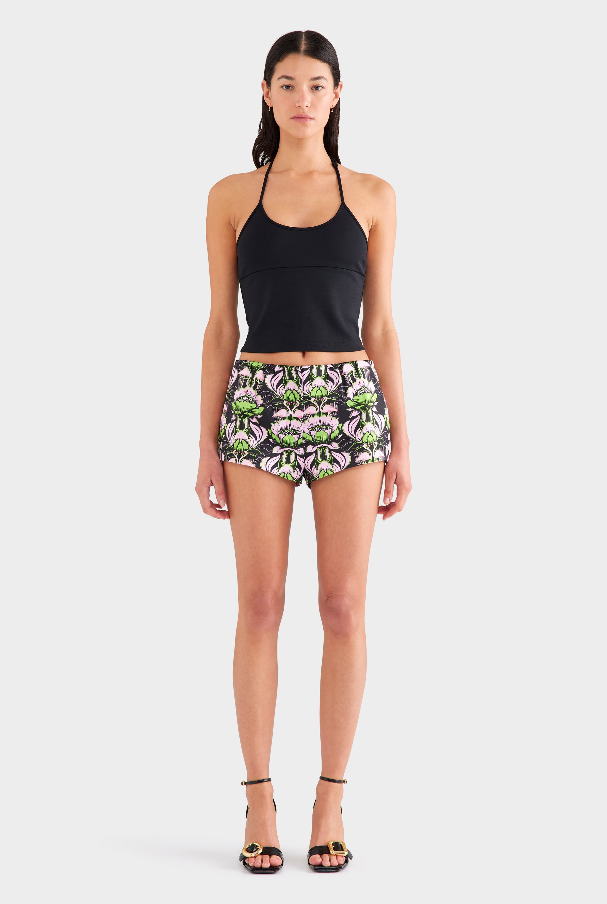 Low Cut Stretch Wool Tank - Black
