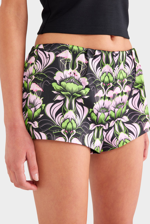 Silk Cotton Mini Short - Black/Pink/Green Acid Floral